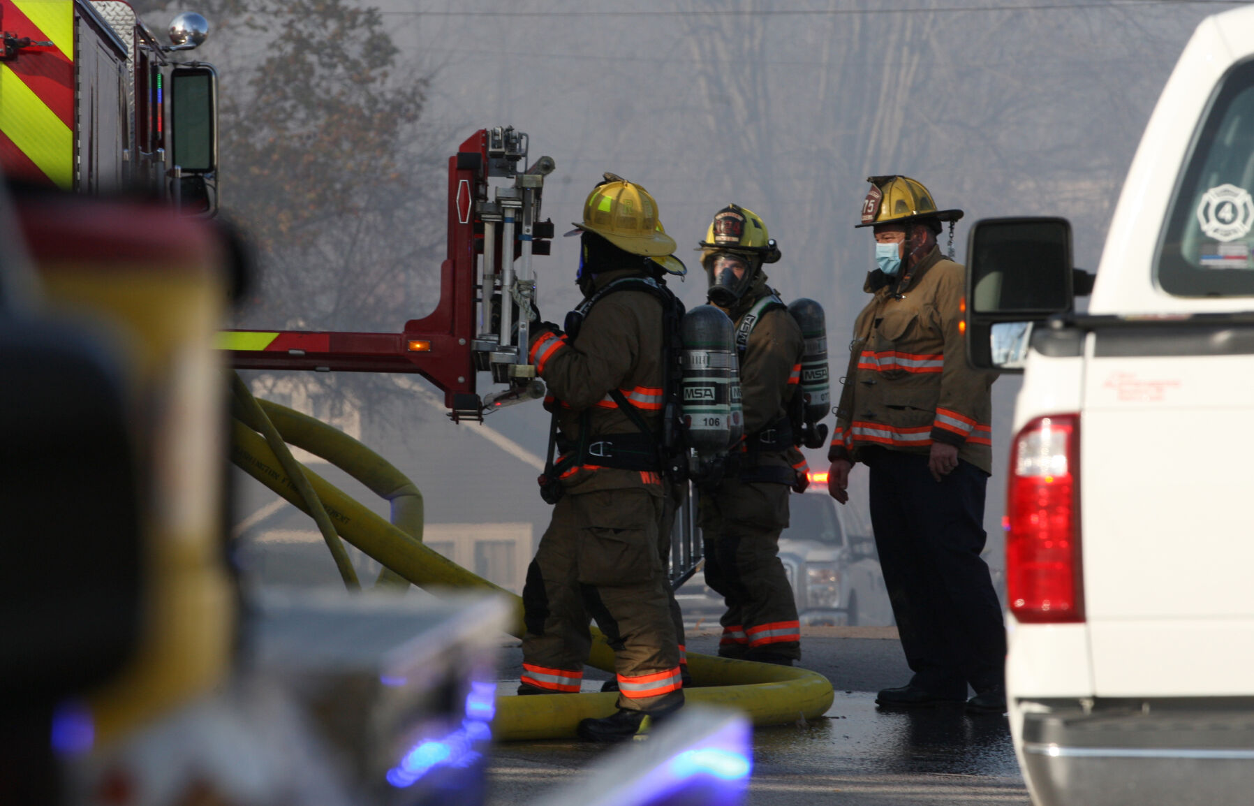Firefighters get a ladder